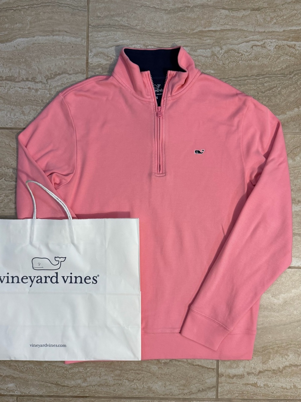 Vineyard Vines Men's Coral Pink Quarter-Zip Pullover
